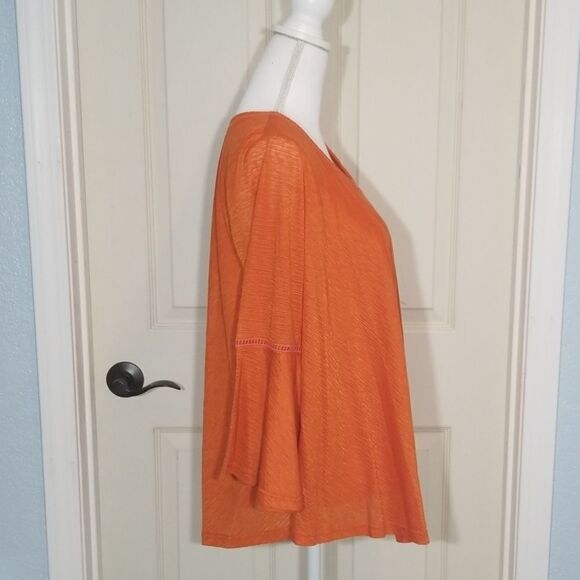Passports, Orange Split Frnt/Back, Bell Sleeve Top - Picture 4 of 8